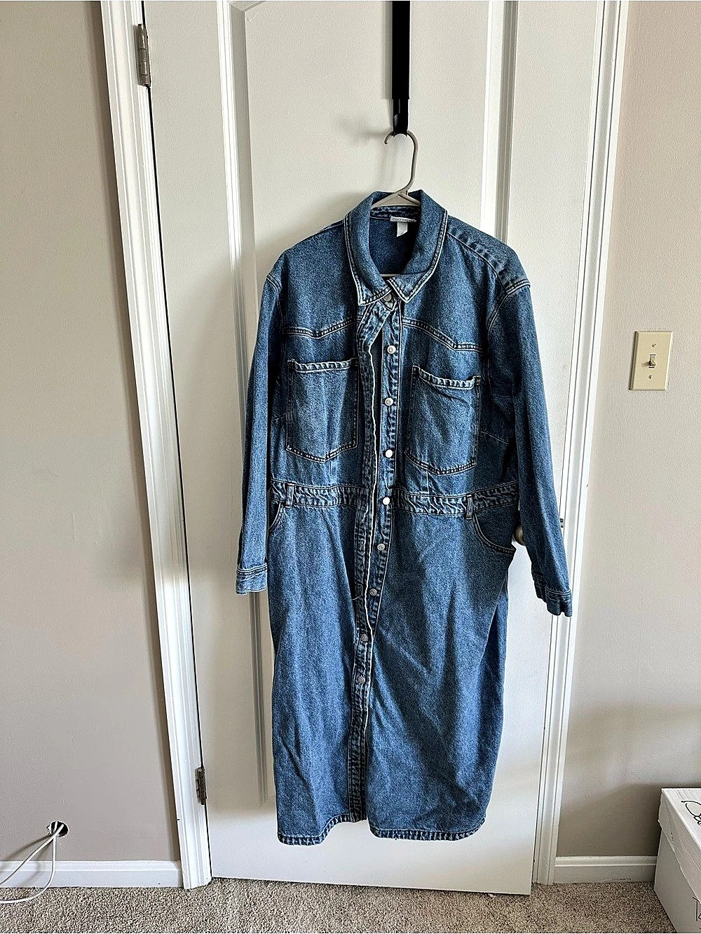 Future Collective Women's Blue Denim Midi Shirt Dress